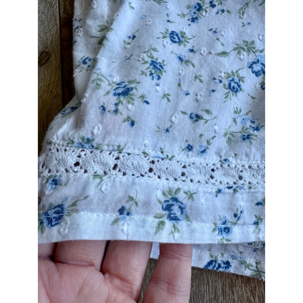 Rachel Ashwell Cotton Blue Floral Print Lace Top Shorts Coord Pajama Set Large - Picture 6 of 14